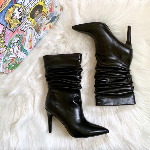 Jeffrey Campbell Black Slouch Pointed Toe Boots - Picture 2 of 8